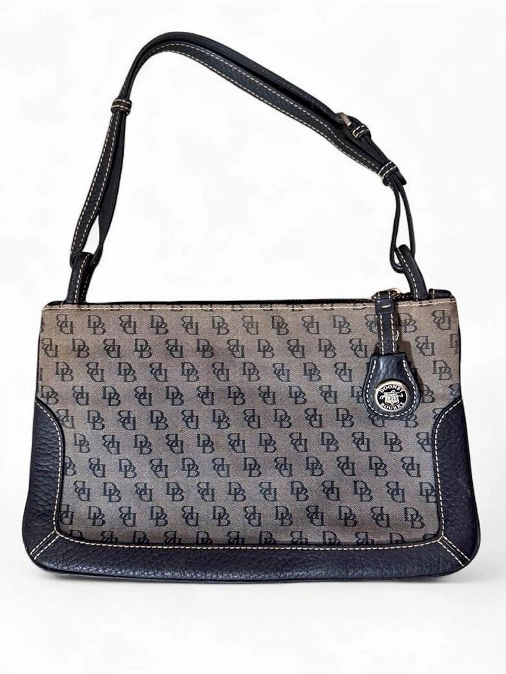 Dooney & Bourke Logo Shoulder Bag in Black & Grey